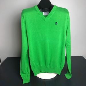 Express Men's Green V-neck Sweater